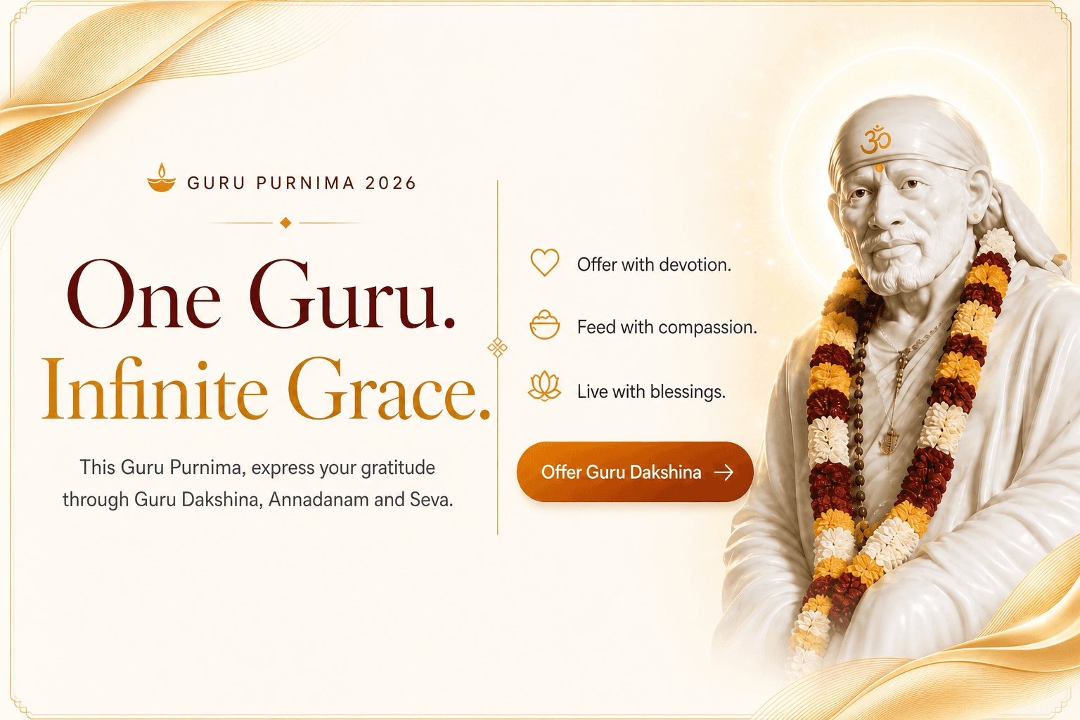 Guru Purnima 2026 — One Guru. Infinite Grace. Offer Guru Dakshina.