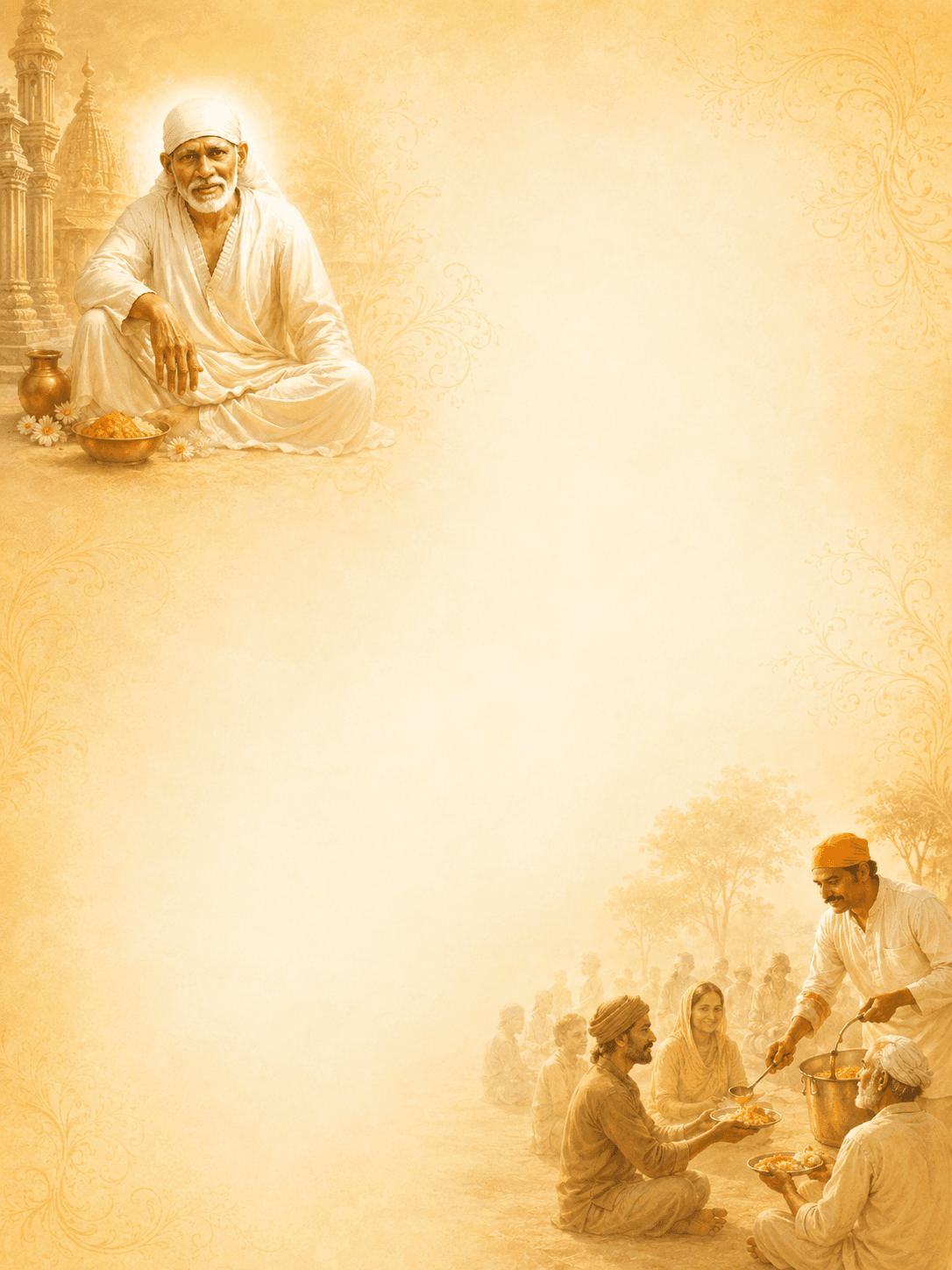 Sai Baba blessing the Annadhana seva